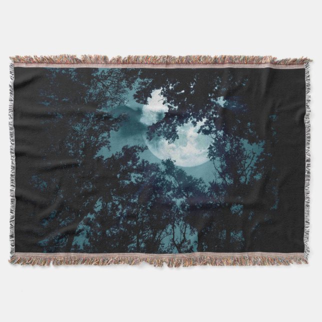 Beautiful Moon Glow Though Trees  Throw Blanket (Front)