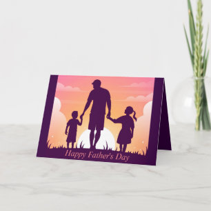 Beautiful Moon Night Pink purple Father's Day Holiday Card