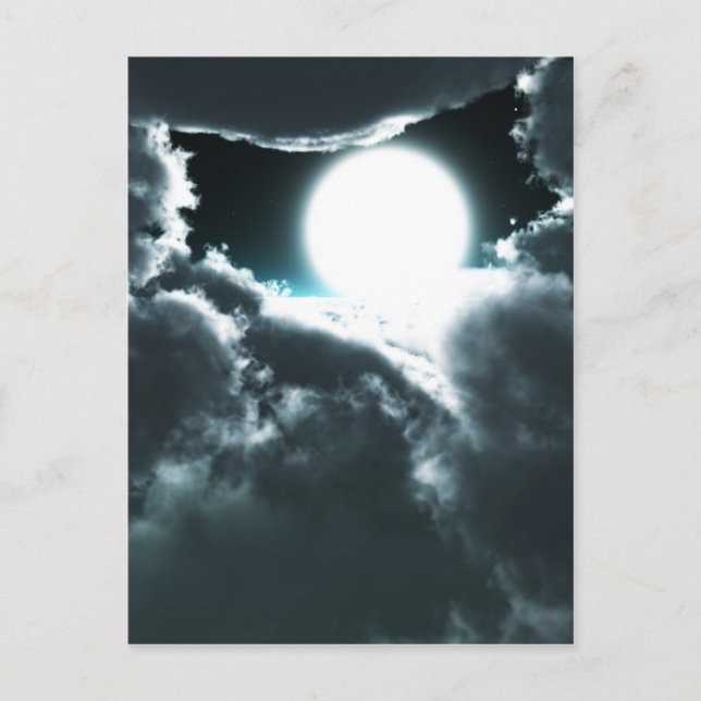 Beautiful moon night scenery postcard (Front)