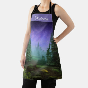 Beautiful Moonlight Wilderness Scene Apron