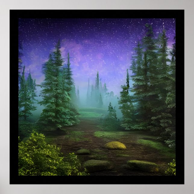Beautiful Moonlight Wilderness Scene Poster (Front)