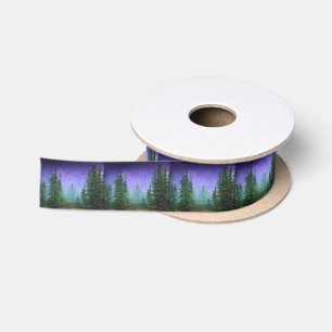 Beautiful Moonlight Wilderness Scene Satin Ribbon