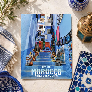 Beautiful Moroccan Chefchaouen Blue North City  Postcard