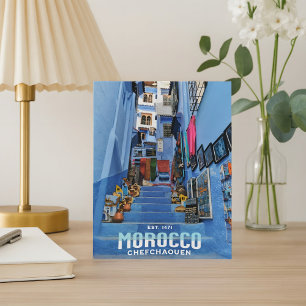 Beautiful Moroccan Chefchaouen Blue North City  Postcard