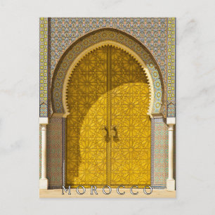 Beautiful Moroccan Door In Fès Postcard