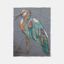 Beautiful mosaic crane fleece blanket