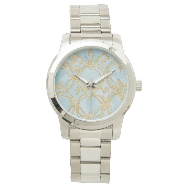 Beautiful Mosaic Soft Blue Gold,Women eWatch Watch (Front)