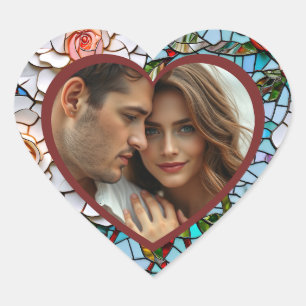 Beautiful Mosaic Stained Glass and Tile  Heart Sticker