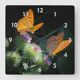 Beautiful Mother of Pearl Butterfly Square Wall Clock