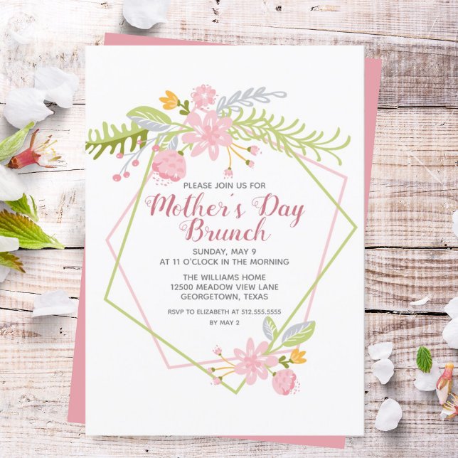 Beautiful Mother's Day Brunch Pink Floral Party Invitation (Creator Uploaded)