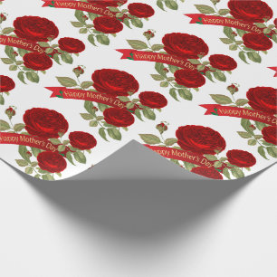 Beautiful Mother's Day Red Roses Wrapping Paper