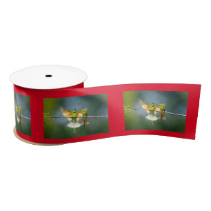 Beautiful Motmot Bird on Branch Satin Ribbon