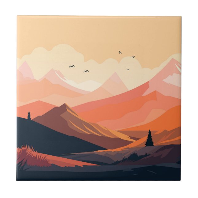 Beautiful mountain design ceramic tile (Front)