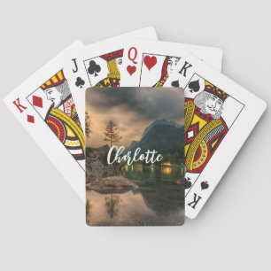 Beautiful Mountain Lake in the Evening Photo Playing Cards