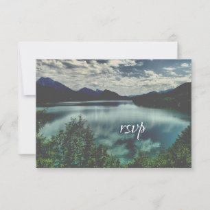 Beautiful Mountain Lake Reflections Wedding RSVP Card