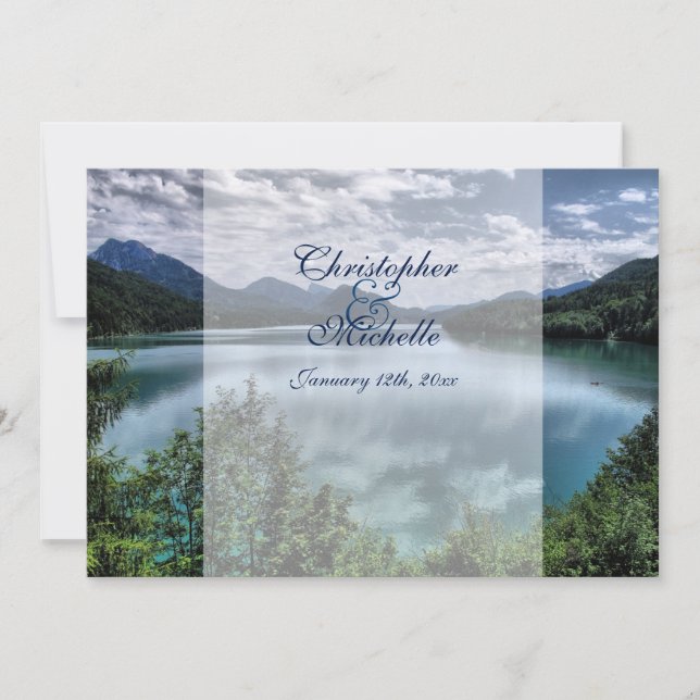 Beautiful Mountain Lake Wedding Invitation (Front)