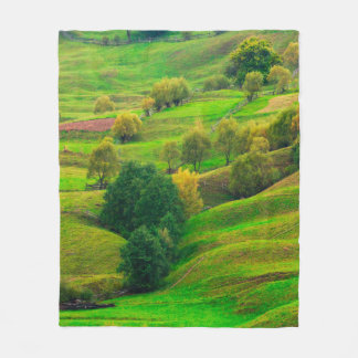 Beautiful mountain landscape in evening sunlight.  fleece blanket