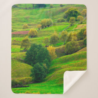 Beautiful mountain landscape in evening sunlight.  sherpa blanket