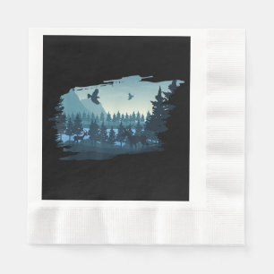Beautiful Mountain, Nature Trees and Forest Napkin