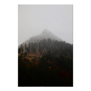 Beautiful Mountain Peak Poking Out Through The Fog Poster