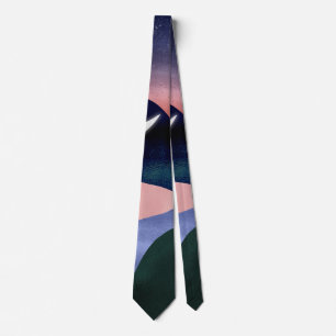 Beautiful Mountain River Moon Sunset Design Tie