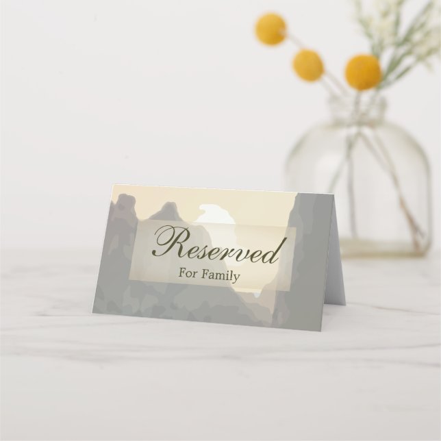 Beautiful Mountain Sunset Reserved Place Card (Front)
