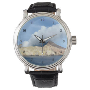 Beautiful Mountain Volcano Over Water Wrist Watch