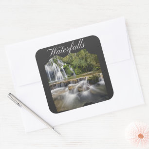 Beautiful Mountain Waterfalls Trail Square Sticker