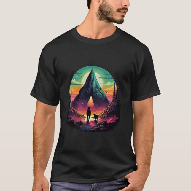 beautiful mountains boy dog Idea Creative Inspirat T-Shirt (Front)