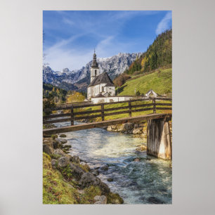 Beautiful Mountains with Church Poster