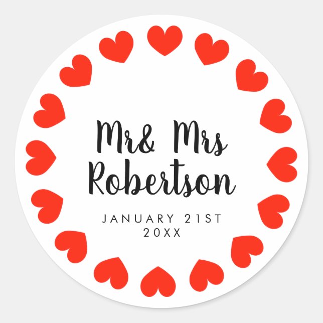 Beautiful Mr and Mrs wedding stickers & sealers (Front)