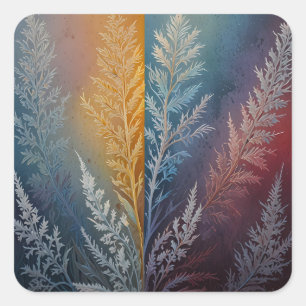 Beautiful multi colored ice crystal feathered square sticker