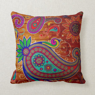 Beautiful multi colour paisley design cushion