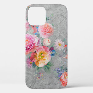Beautiful multi-coloured flowers and birds on conc iPhone 12 case