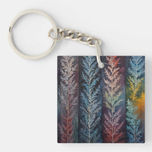 Beautiful multi coloured ice crystal feathered  key ring