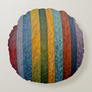Beautiful multi coloured ice crystal feathered  round cushion