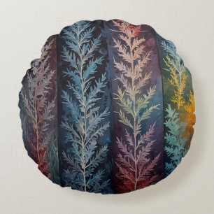 Beautiful multi coloured ice crystal feathered  round cushion