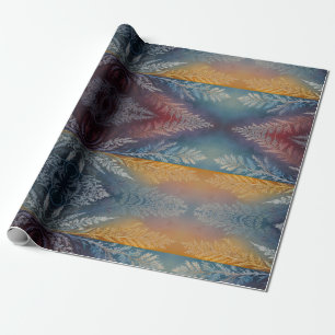 Beautiful multi coloured ice crystal feathered  wrapping paper