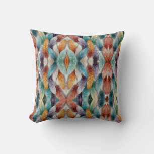 Beautiful multi coloured ice crystal feathers  cushion