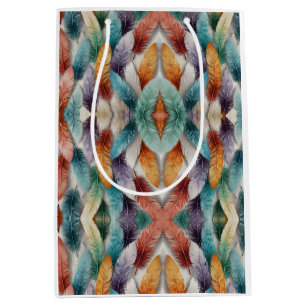 Beautiful multi coloured ice crystal feathers medium gift bag