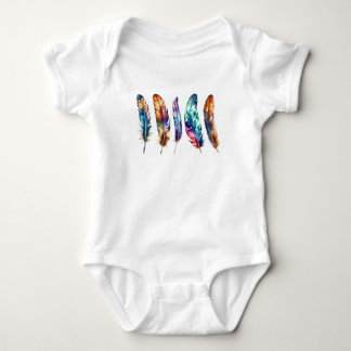 Beautiful Multicolor Boho Feathers - Graphic Art Baby Bodysuit