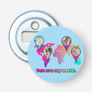 Beautiful Multicolor World Map Photo Collage Bottle Opener