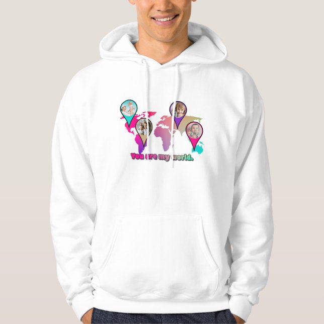 Beautiful Multicolor World Map Photo Collage Hoodie (Front)