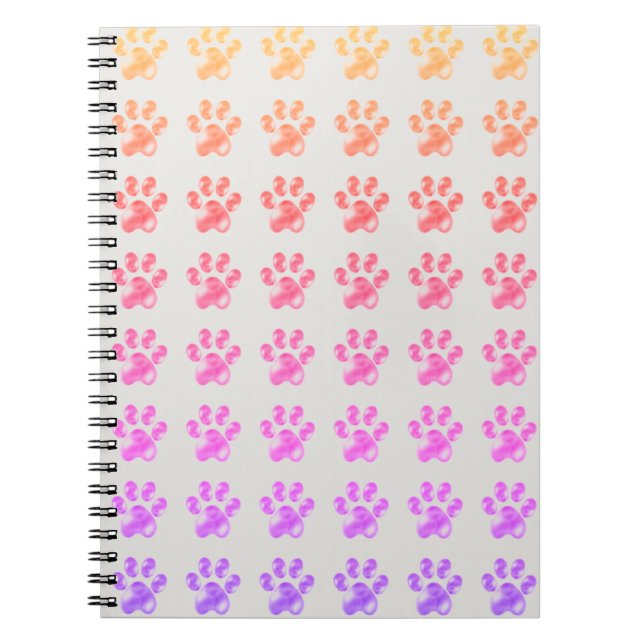 Beautiful Multicolored Pastel Paws Notebook (Front)