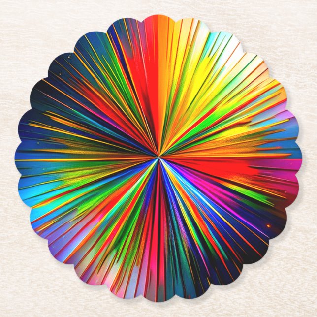 Beautiful Multicolored Starburst Paper Coaster (Front)