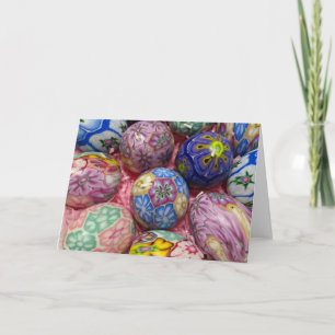 Beautiful multicolored wax Ukranian Eggs Holiday Card