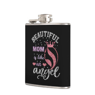 Beautiful mum is like an angel hip flask