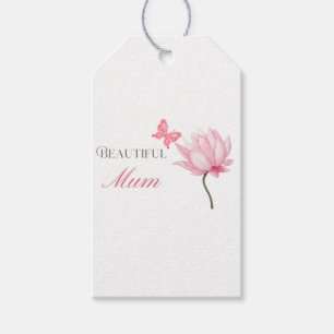 Beautiful Mum Pink Lotus, Mothers Day, Birthday Gift Tags