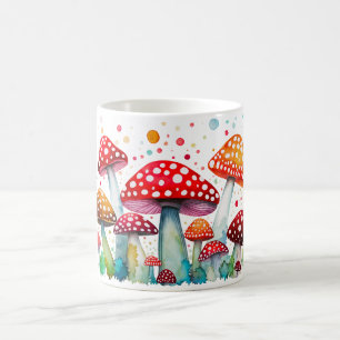 Beautiful mushroom forest watercolor style fungi coffee mug