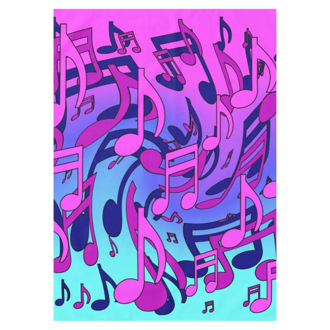 Beautiful Music Colourful Swirling Notes Pink Aqua Tablecloth (Front)